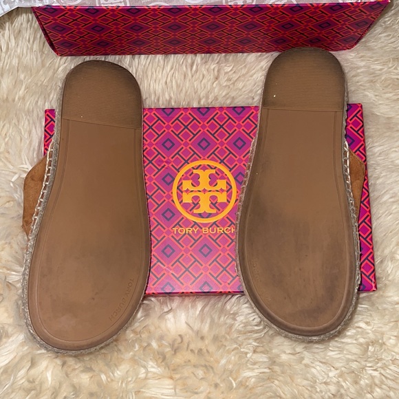 Tory Burch Two Suede Band Flat Espadrilles Slides - Picture 3 of 15